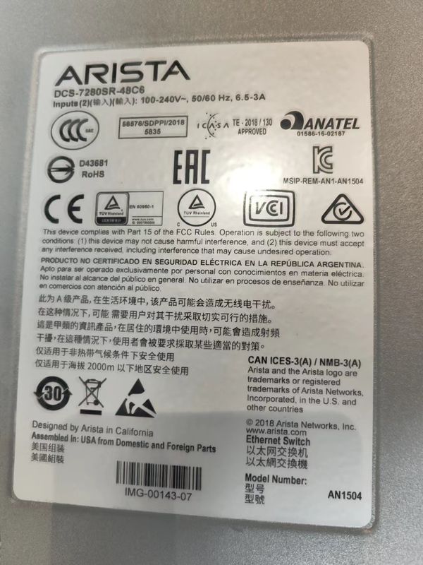 Used Arista DCS-7280SR-48C6-F And VLAN Support For B2B Transactions